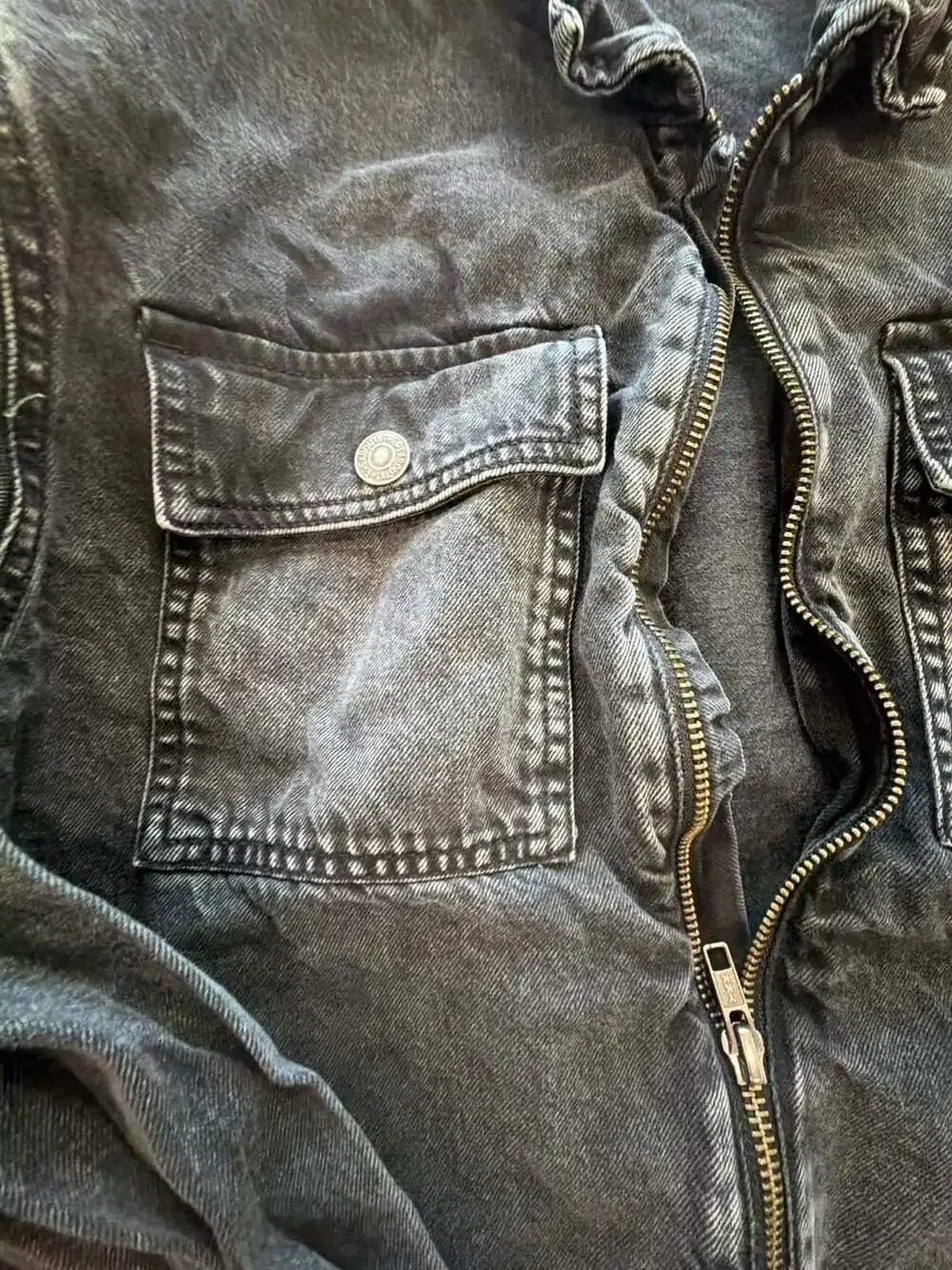 Thereabouts Black Acid Wash Denim Full Zip Utility Shirt Jacket Size L 14H/16H
